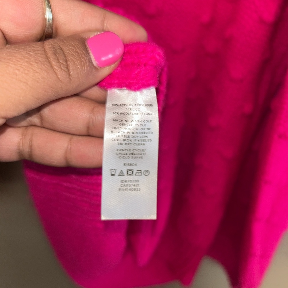Lou & Grey Sweater - fuchsia pink oversized Pom textured crew neck - Picture 7 of 10